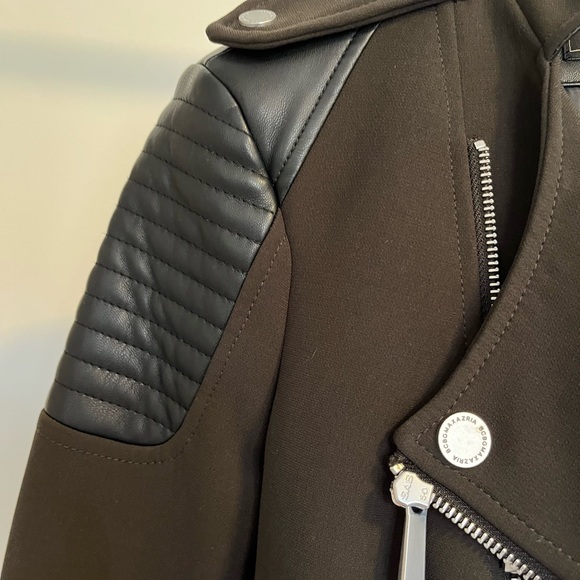 Olive Green and Black BCBG Moto Jacket - Picture 3 of 6